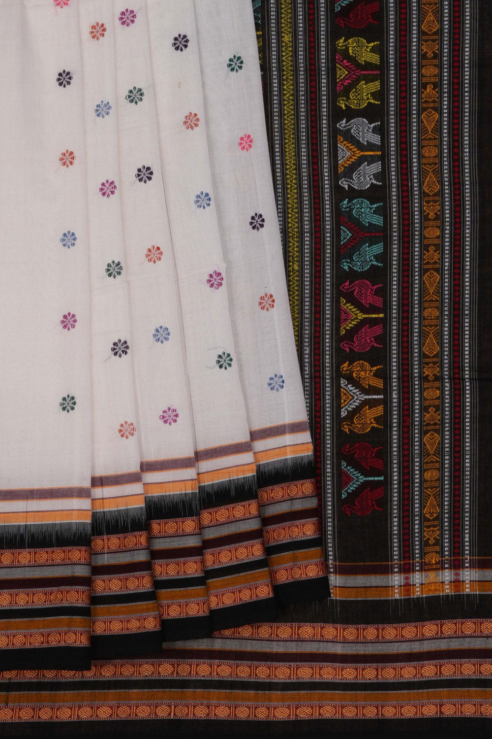 Image of Sambalpuri Cotton Off White Saree